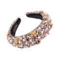 2020 Crystal Velvet Padded Wide Headband Jewelry for Women Wedding Boho Simulated Pearl Hairbands Girls Christmas Gifts